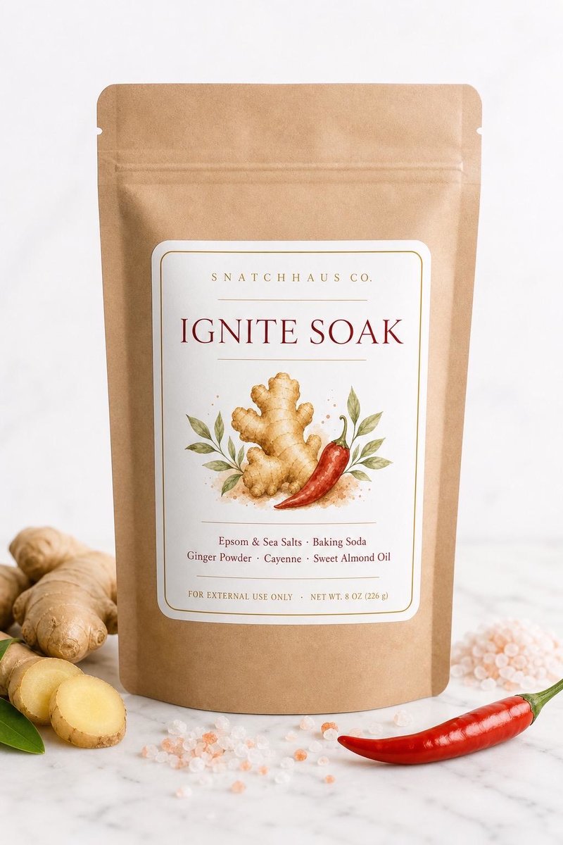 Ignite Soak – Warming Cayenne & Ginger Bath Salts with Epsom and Sea Salt