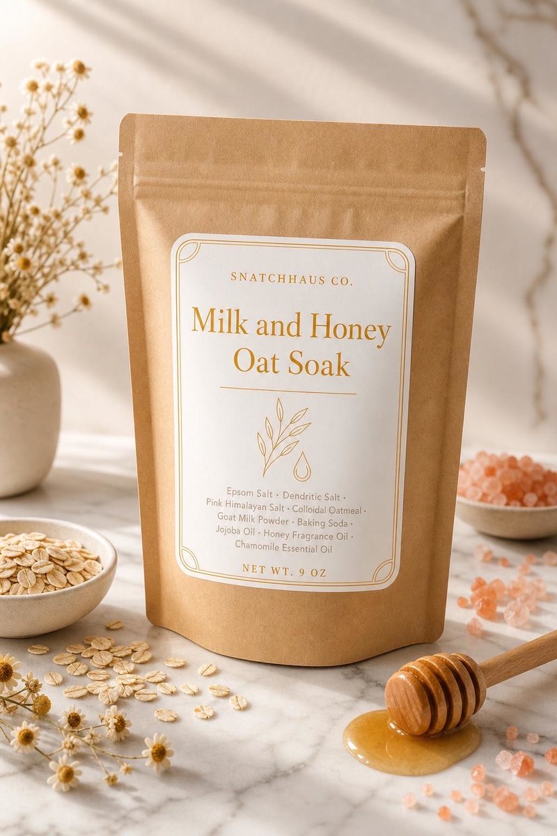 Milk and Honey Oat Soak – Colloidal Oatmeal, Goat Milk & Pink Himalayan Bath Salts for Soothing, Dry and Sensitive Skin